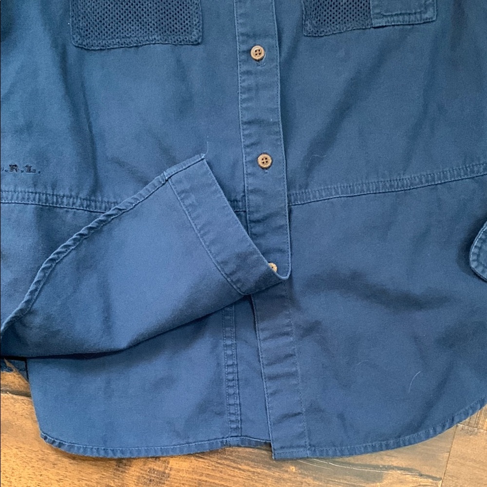 Lauren by Ralph Lauren Navy Blue Petite Roll Tab Button Up Classic Vintage Shirt - Picture 7 of 16
